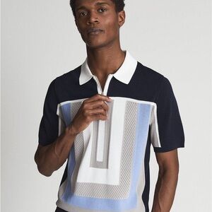 Reiss Pash Half Zip Colourblock Polo T-Shirt